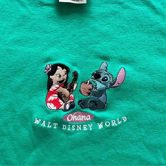 Walt Disney World – Lilo & Stitch Ohana Green Long Sleeve Shirt Size Medium - Picture 2 of 7